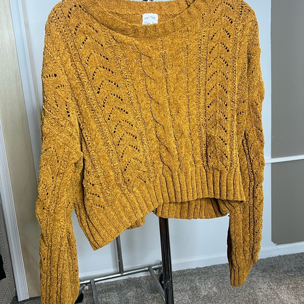 Hippie Rose Mustard Cable Knit Sweater